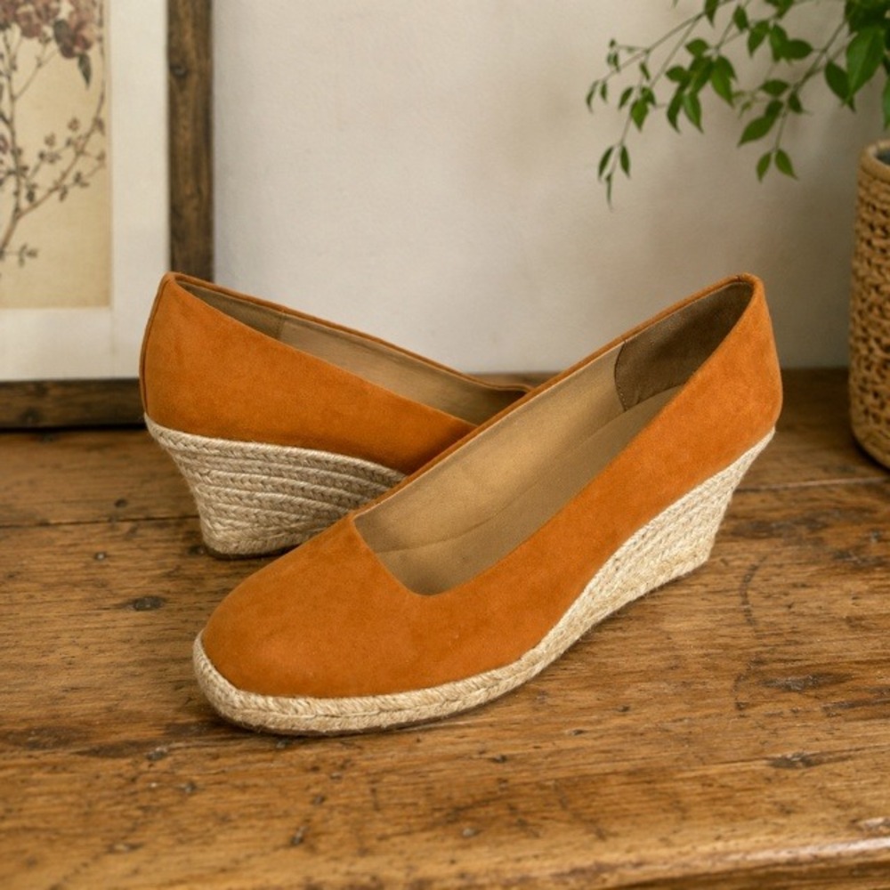 J.Crew BY142 Suede Espadrille Wedge Heels Pale Clay Womens 11 NIB